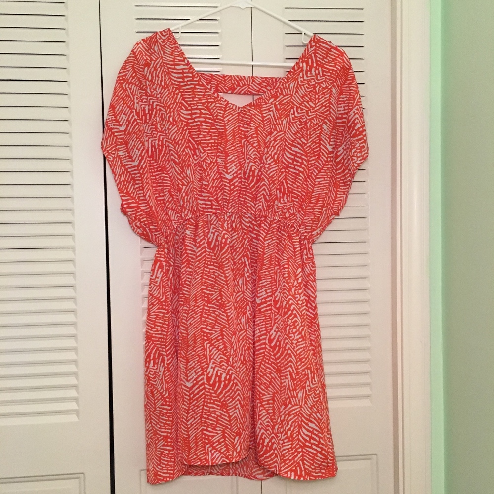Funky People Casual Patterned Orange & White Dress